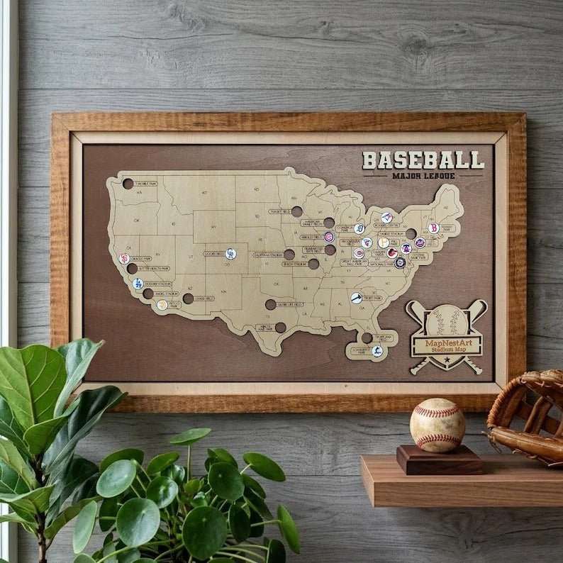 Personalized Baseball Stadium Map | Retirement Gifts - Mappae Pilot