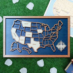 Personalized 50 States USA Travel Map - Custom Color Backboard - Mappae Pilot