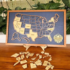 50 States Puzzle Map - Laser Cut Wooden USA Travel Tracker