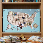 Personalized USA Photo Travel Map - Light Blue - Mappae Pilot