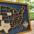 50 States Puzzle Map - Laser Cut Wooden USA Travel Tracker