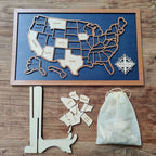 50 States Puzzle Map - Laser Cut Wooden USA Travel Tracker