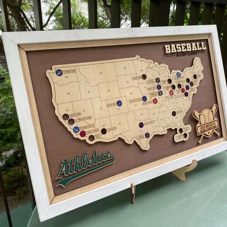 Personalized Baseball Stadium Map | Father's Day Gift for Sports Fans - Mappae Pilot