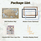 Personalized Wooden MLB Stadium Map with Engraved Nameplate & Team Logo Pins - Mappae Pilot