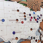 3D Cutout Wooden MLB Stadium Map with Engraved Nameplate & Team Pins - Mappae Pilot