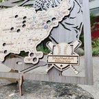 3D Cutout Wooden MLB Stadium Map with Engraved Nameplate & Team Logo Pins - Mappae Pilot