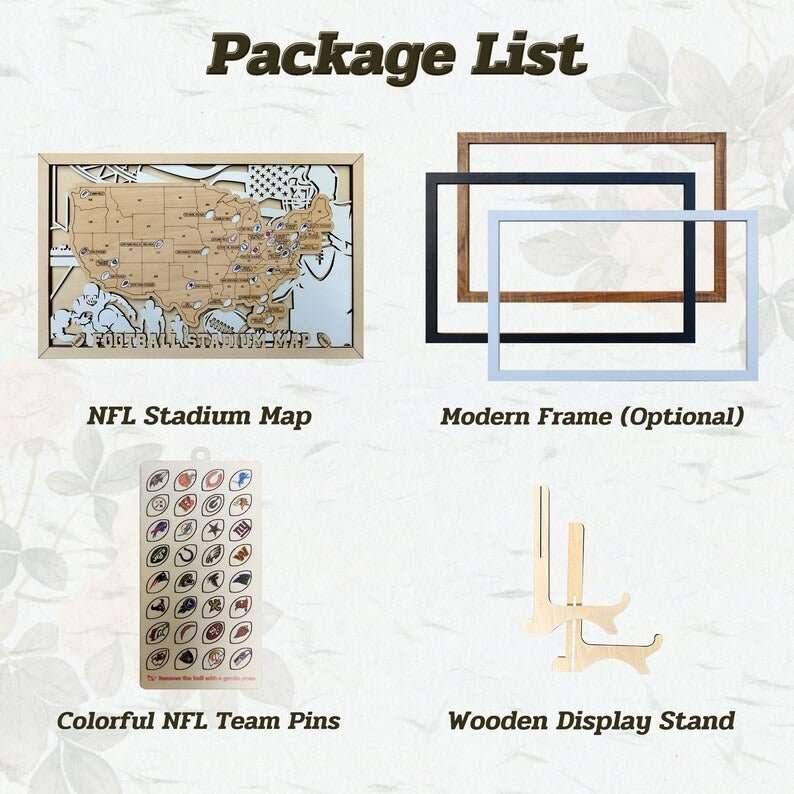 NFL Stadium Travel Tracker Map - Personalized Football Gift for Him - Mappae Pilot