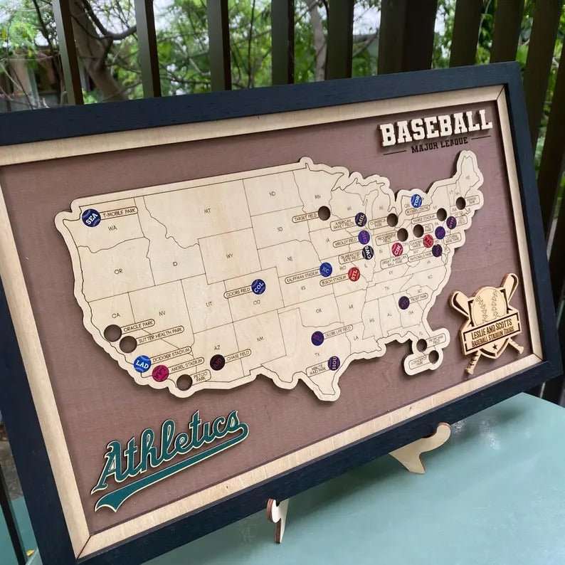 Personalized Baseball Stadium Map | Father's Day Gift for Sports Fans - Mappae Pilot