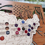 3D Cutout Wooden MLB Stadium Map with Engraved Nameplate & Team Pins - Mappae Pilot
