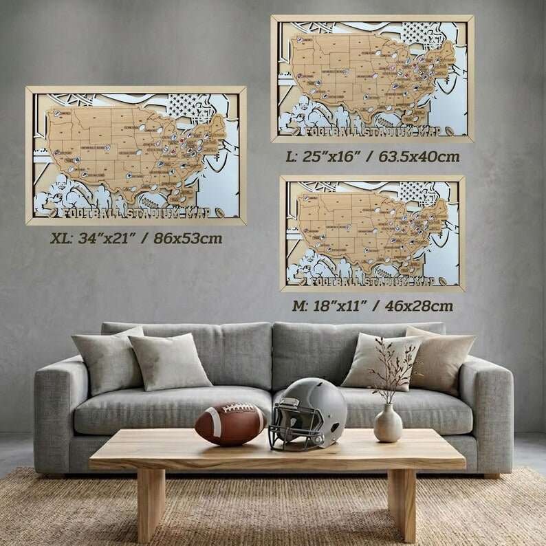 NFL Stadium Travel Tracker Map - Personalized Football Gift for Him - Mappae Pilot
