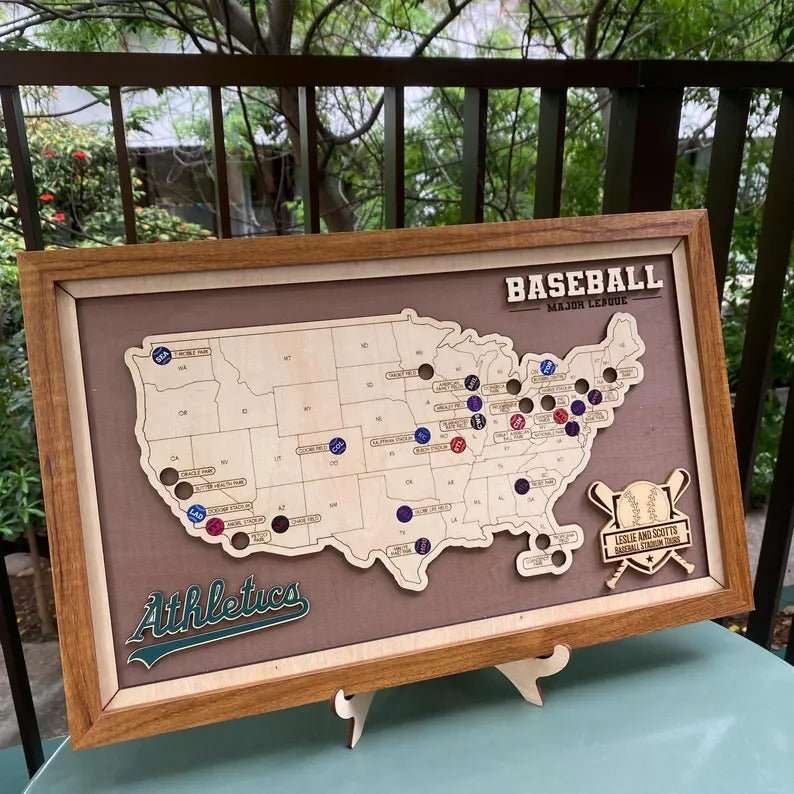 Personalized Baseball Stadium Map | Father's Day Gift for Sports Fans - Mappae Pilot