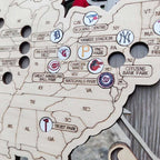 3D Cutout Wooden MLB Stadium Map with Engraved Nameplate & Team Logo Pins - Mappae Pilot