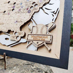 Personalized Wooden MLB Stadium Map with Engraved Nameplate & Team Logo Pins - Mappae Pilot