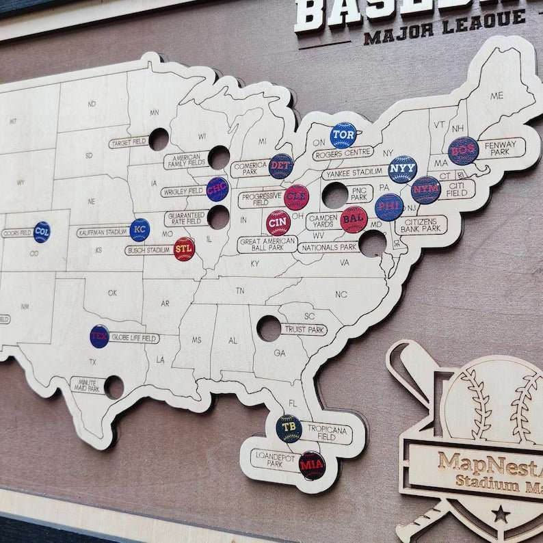 Personalized Baseball Stadium Map | Father's Day Gift for Sports Fans - Mappae Pilot