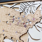 Personalized Wooden MLB Stadium Map with Colorful MLB Team Logo Pins - Mappae Pilot