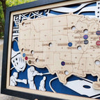Custom Color MLB Stadium Map with Nameplate & Team Pins - Mappae Pilot