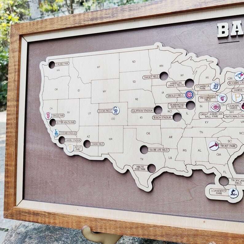 Personalized Baseball Stadium Map | Retirement Gifts - Mappae Pilot