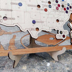 3D Cutout Wooden MLB Stadium Map with Engraved Nameplate & Team Pins - Mappae Pilot