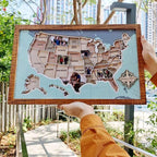 Personalized USA Photo Travel Map - Light Blue - Mappae Pilot