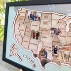 Personalized USA Photo Travel Map - Light Blue - Mappae Pilot
