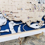 Custom Color MLB Stadium Map with Nameplate & Team Logo Pins - Mappae Pilot