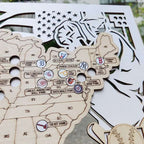 3D Cutout Wooden MLB Stadium Map with Engraved Nameplate & Team Logo Pins - Mappae Pilot