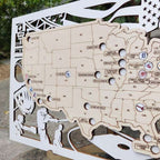 3D Cutout Wooden MLB Stadium Map with Engraved Nameplate & Team Logo Pins - Mappae Pilot