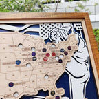 Custom Team Color Wooden MLB Stadium Map with Team Pins - Mappae Pilot