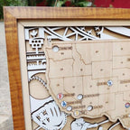 Personalized Wooden MLB Stadium Map with Engraved Nameplate & Team Logo Pins - Mappae Pilot