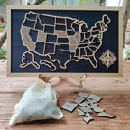 50 States Puzzle Map - Laser Cut Wooden USA Travel Tracker