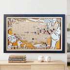 Custom Team Color Wooden MLB Stadium Map with Team Pins - Mappae Pilot