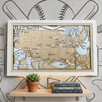 Personalized Wooden MLB Stadium Map with Engraved Nameplate & Team Logo Pins - Mappae Pilot