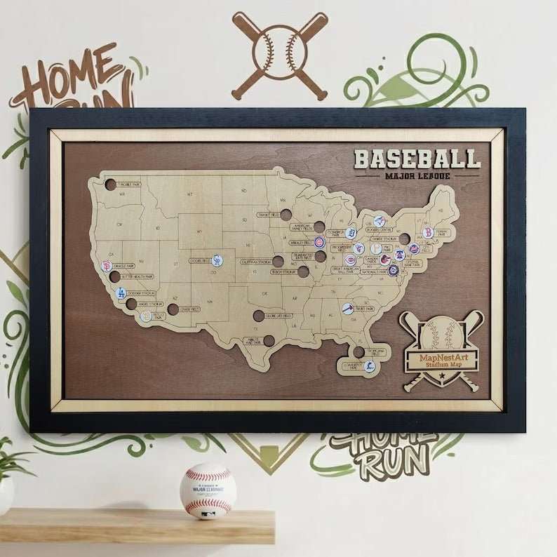 Personalized Baseball Stadium Map | Retirement Gifts - Mappae Pilot