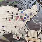 3D Cutout Wooden MLB Stadium Map with Engraved Nameplate & Team Pins - Mappae Pilot