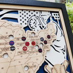 Custom Color MLB Stadium Map with Nameplate & Team Pins - Mappae Pilot