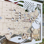 3D Cutout Wooden MLB Stadium Map with Engraved Nameplate & Team Logo Pins - Mappae Pilot
