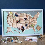 Personalized USA Photo Travel Map - Light Blue - Mappae Pilot