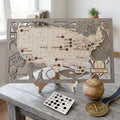 3D Cutout Wooden MLB Stadium Map with Engraved Nameplate & Team Logo Pins - Mappae Pilot