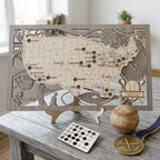 3D Cutout Wooden MLB Stadium Map with Engraved Nameplate & Team Logo Pins - Mappae Pilot