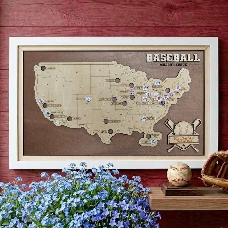 Personalized Baseball Stadium Map | Retirement Gifts - Mappae Pilot