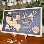 50 States Puzzle Map - Laser Cut Wooden USA Travel Tracker