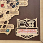 Personalized Brown Wooden NFL Stadium Map with Team Logo Pins - Mappae Pilot