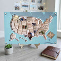 Personalized USA Photo Travel Map - Light Blue - Mappae Pilot