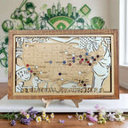 Personalized Wooden MLB Stadium Map with Colorful MLB Team Pins - Mappae Pilot