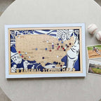 Custom Team Color Wooden MLB Stadium Map with Team Pins - Mappae Pilot