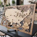 3D Cutout Wooden MLB Stadium Map with Engraved Nameplate & Team Logo Pins - Mappae Pilot