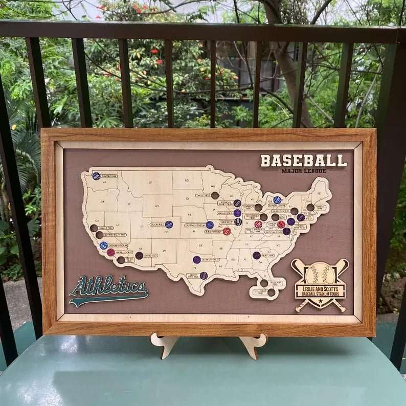 Personalized Baseball Stadium Map | Father's Day Gift for Sports Fans - Mappae Pilot