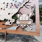 3D Cutout Wooden MLB Stadium Map with Engraved Nameplate & Team Pins - Mappae Pilot