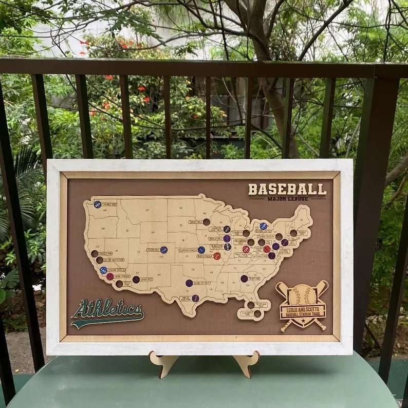 Personalized Baseball Stadium Map | Father's Day Gift for Sports Fans - Mappae Pilot