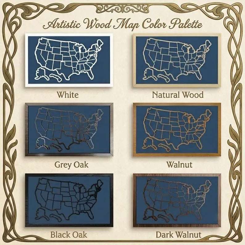 50 States Puzzle Map - Laser Cut Wooden USA Travel Tracker